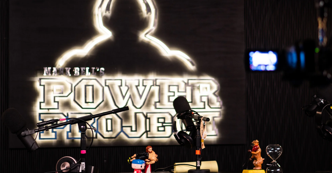Microphones in the Mark Bell’s Power Project podcast studio